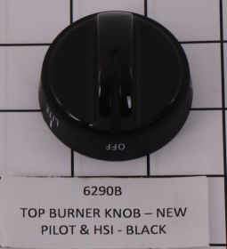 6290B TOP BURNER KNOB - NEW PILOT & HSI - BLACK